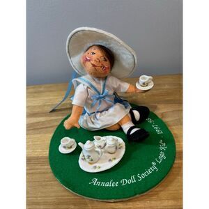 Annalee Doll Society Logo Kid Girl Tea Time 1997-98